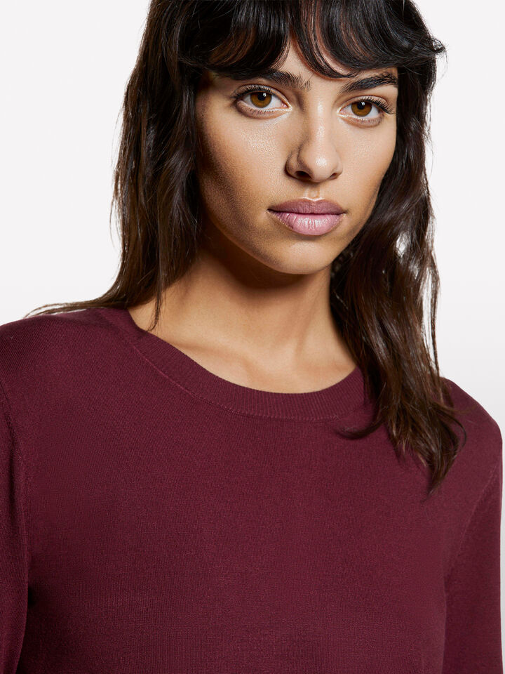 Burgundy crew neck top - women's crew neck sweaters - Burgundy | Sisley image number 4